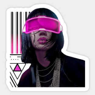 Neon Vaporwave Cyberpunk Girl Sticker